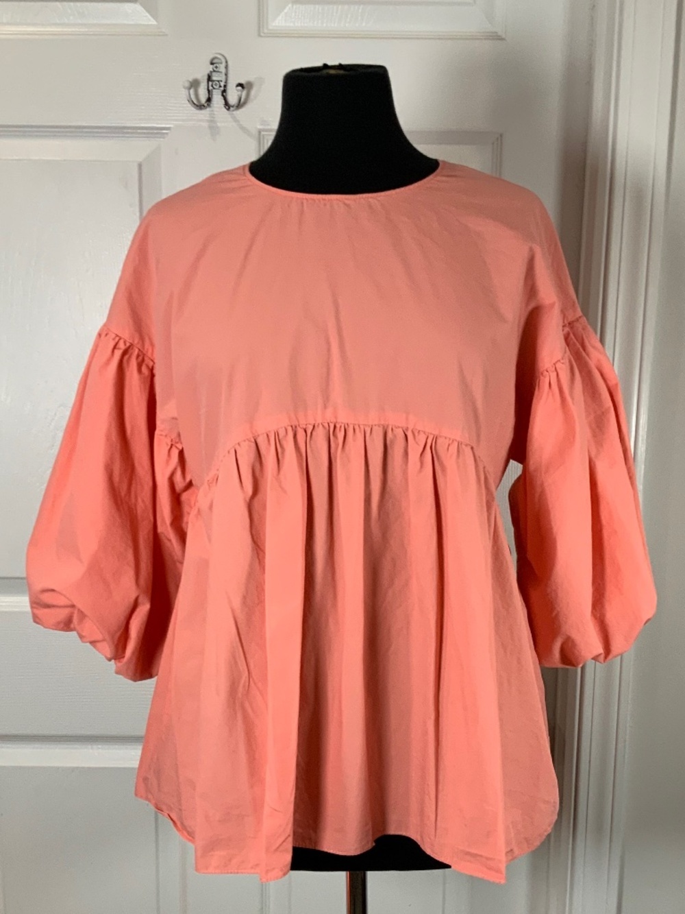 Pomander Place by Tuckernuck Peach Cotton Babydoll Puff Sleeve Top Size XS - Picture 2 of 11